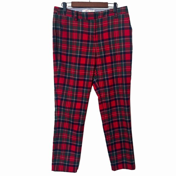 Vineyard Vines Red Plaid Straight Leg Pants - Size 8 - Picture 2 of 5